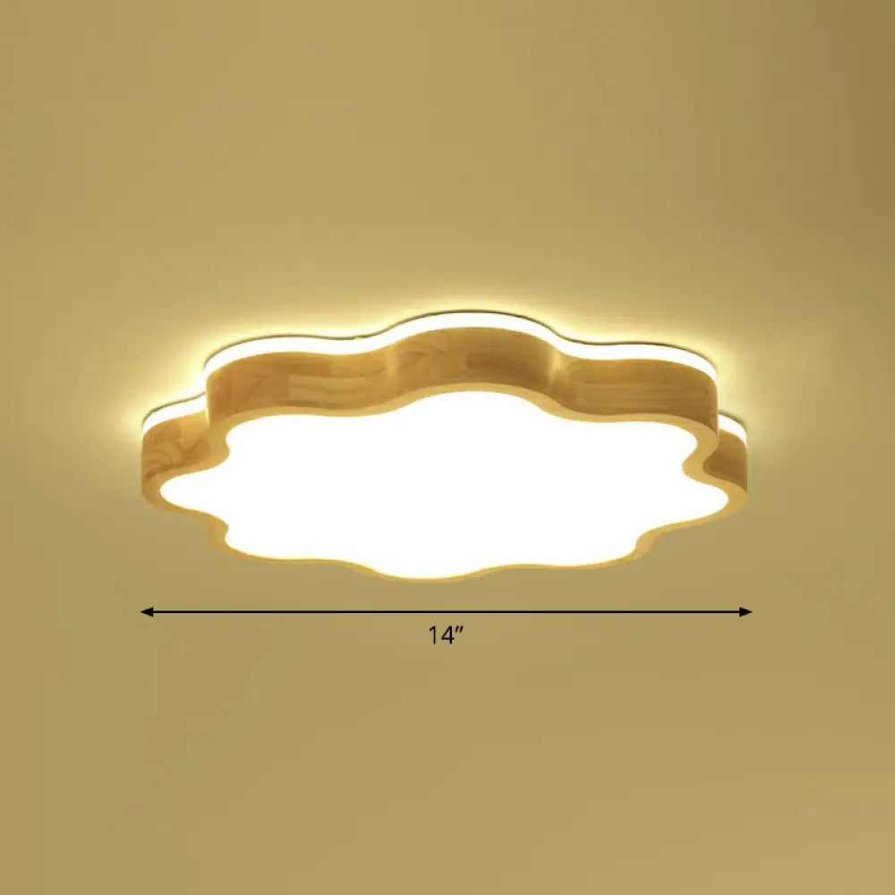 DecorBites™ DecorBites™ Wood LED Floral Flush Mount Ceiling Light for Bedroom