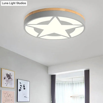 DecorBites™ DecorBites™ Wood LED Star Flush Mount Ceiling Light with Acrylic Shade for Boys Bedroom – Modern Style