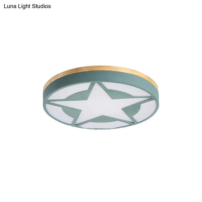 DecorBites™ DecorBites™ Wood LED Star Flush Mount Ceiling Light with Acrylic Shade for Boys Bedroom – Modern Style