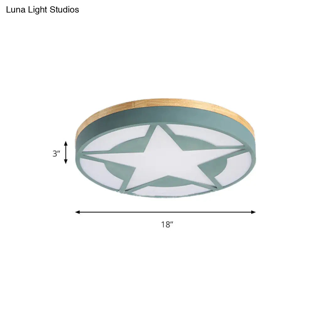 DecorBites™ DecorBites™ Wood LED Star Flush Mount Ceiling Light with Acrylic Shade for Boys Bedroom – Modern Style