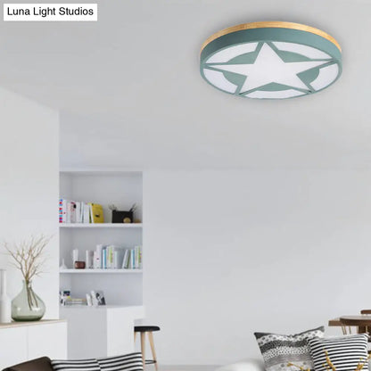 DecorBites™ DecorBites™ Wood LED Star Flush Mount Ceiling Light with Acrylic Shade for Boys Bedroom – Modern Style