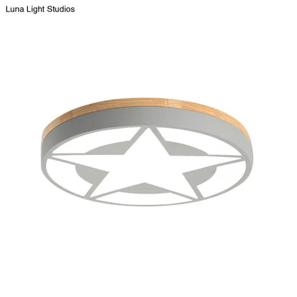 DecorBites™ DecorBites™ Wood LED Star Flush Mount Ceiling Light with Acrylic Shade for Boys Bedroom – Modern Style