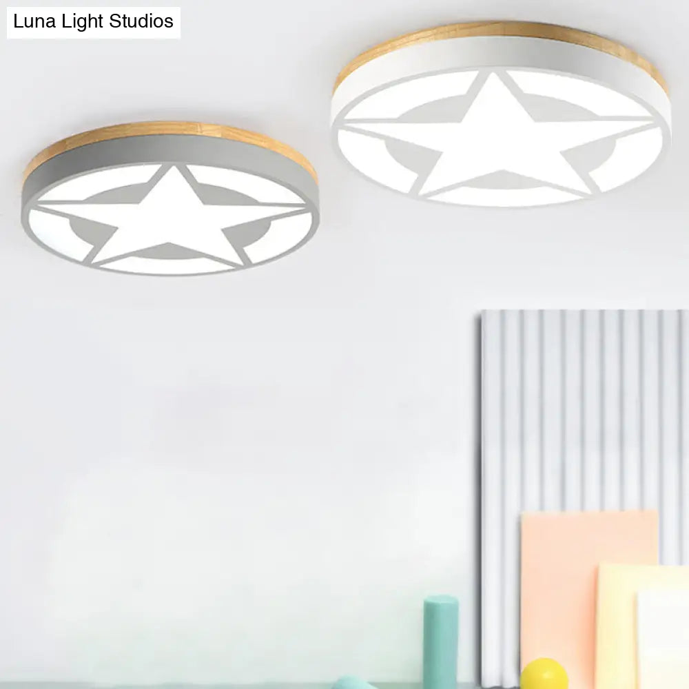 DecorBites™ DecorBites™ Wood LED Star Flush Mount Ceiling Light with Acrylic Shade for Boys Bedroom – Modern Style