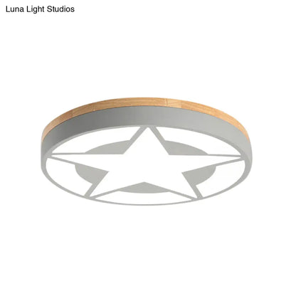 DecorBites™ DecorBites™ Wood LED Star Flush Mount Ceiling Light with Acrylic Shade for Boys Bedroom – Modern Style