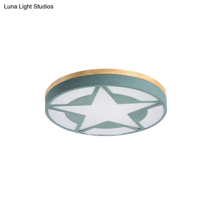 DecorBites™ DecorBites™ Wood LED Star Flush Mount Ceiling Light with Acrylic Shade for Boys Bedroom – Modern Style