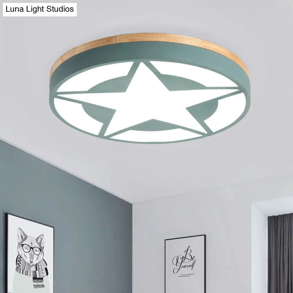 DecorBites™ DecorBites™ Wood LED Star Flush Mount Ceiling Light with Acrylic Shade for Boys Bedroom – Modern Style