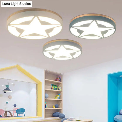 DecorBites™ DecorBites™ Wood LED Star Flush Mount Ceiling Light with Acrylic Shade for Boys Bedroom – Modern Style