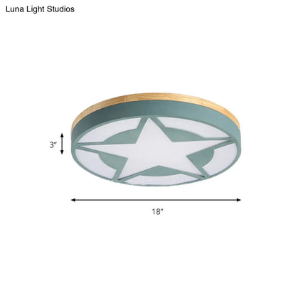DecorBites™ DecorBites™ Wood LED Star Flush Mount Ceiling Light with Acrylic Shade for Boys Bedroom – Modern Style