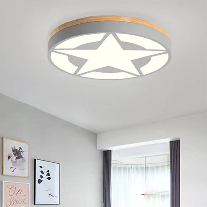 DecorBites™ DecorBites™ Wood LED Star Flush Mount Ceiling Light with Acrylic Shade for Boys Bedroom – Modern Style