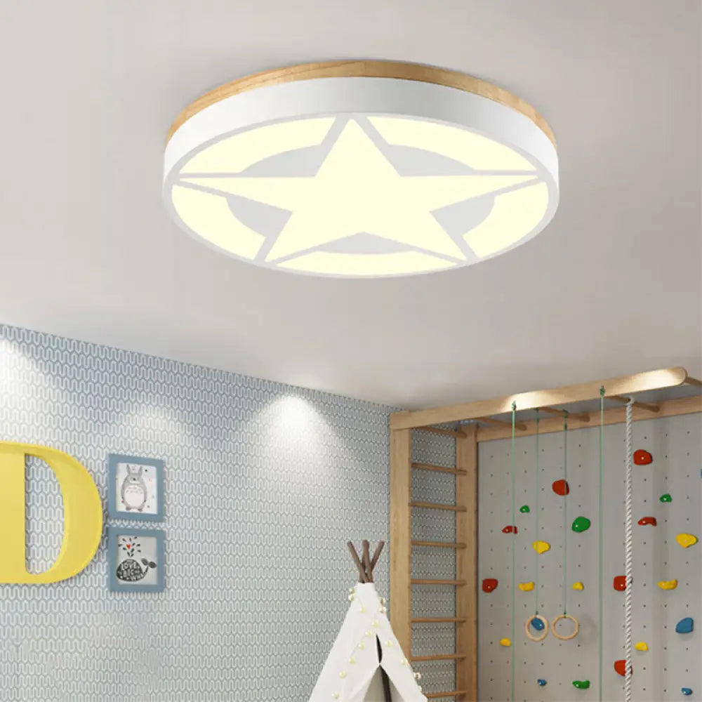 DecorBites™ DecorBites™ Wood LED Star Flush Mount Ceiling Light with Acrylic Shade for Boys Bedroom – Modern Style
