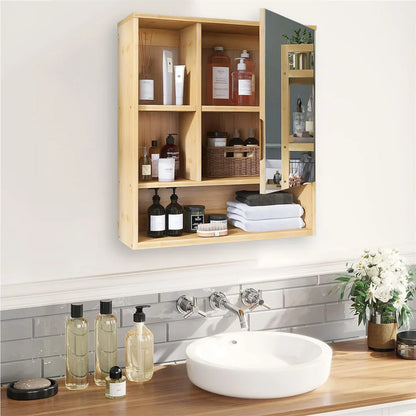 Wood Medicine Cabinet with Mirror and Storage