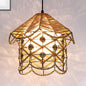 Wood Pendant Ceiling Light with Asian-Inspired Bamboo Shade