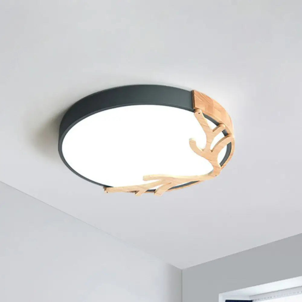 DecorBites™ DecorBites™ Wooden Antler Metal Circle Flush Ceiling Light - Ultrathin LED Simplicity Fixture"
