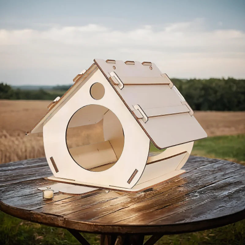 Wooden Bird Feeders - DIY Outdoor Aviary - burlywood / Large size