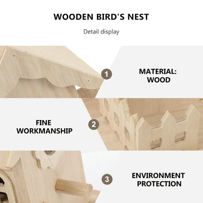 Wooden Bird Nest Box Garden Decor - Beige / 20X12.5X20CM