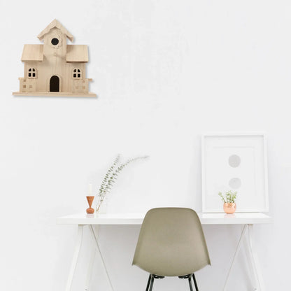 Wooden Bird Nest Box Garden Decor - Beige / 20X12.5X20CM