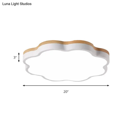 DecorBites™ DecorBites™ Wooden Ceiling Light with Floral Shade - Flush Mount for Kids Bedroom