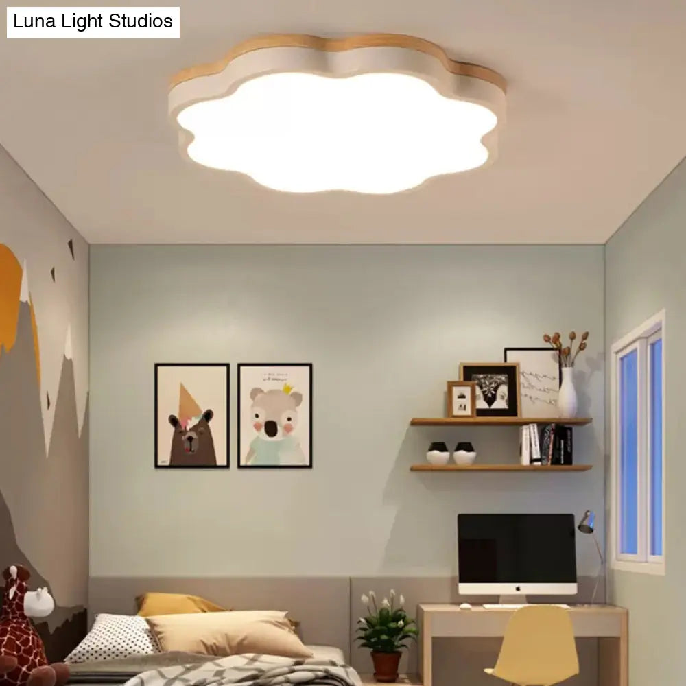 DecorBites™ DecorBites™ Wooden Ceiling Light with Floral Shade - Flush Mount for Kids Bedroom