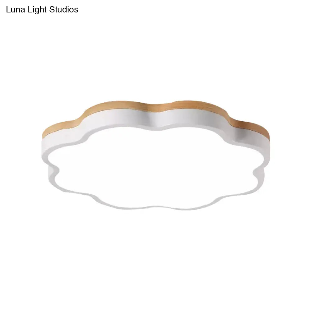 DecorBites™ DecorBites™ Wooden Ceiling Light with Floral Shade - Flush Mount for Kids Bedroom