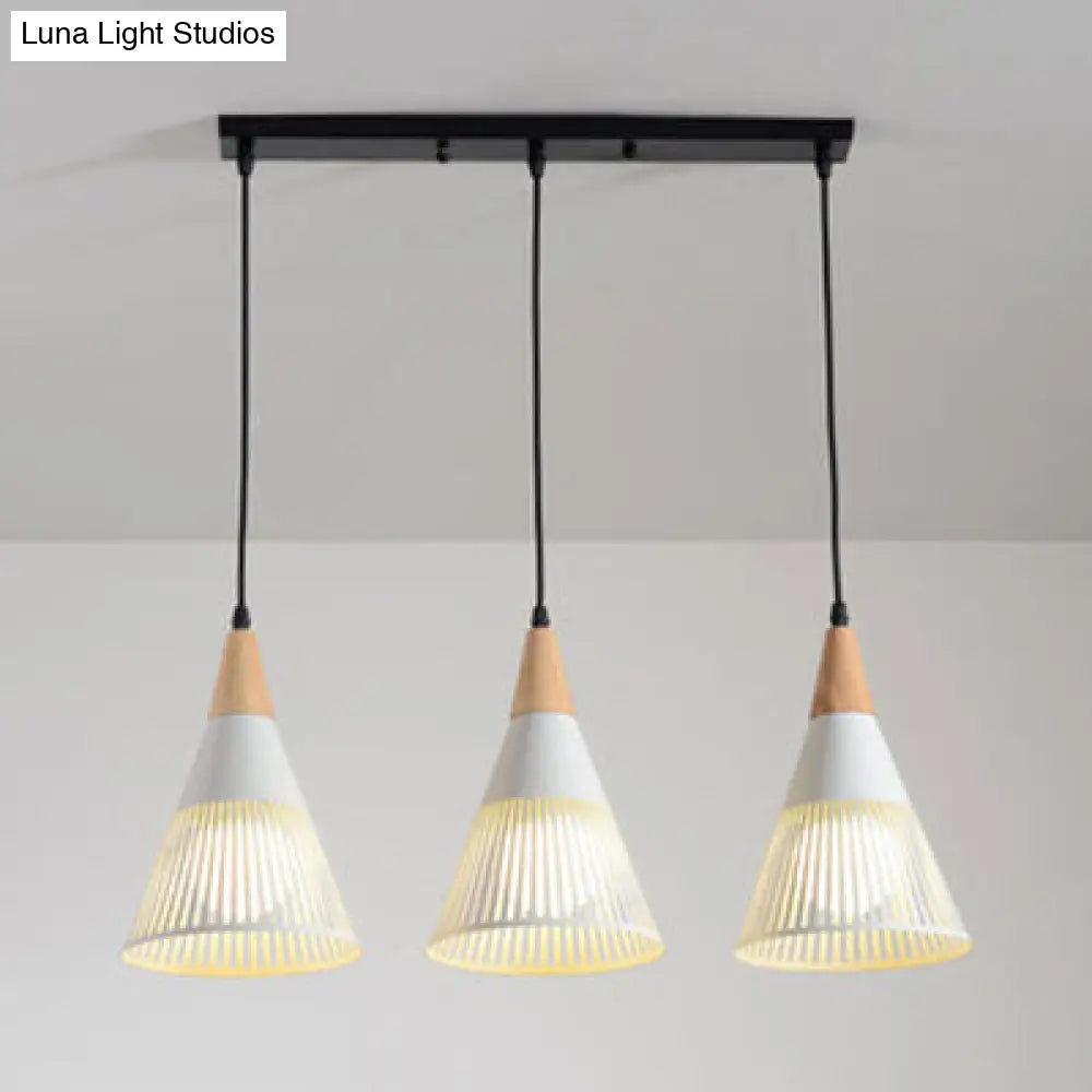 Wooden Cone Pendant Light with Modern Hollow Design - Perfect for Restaurant Decor