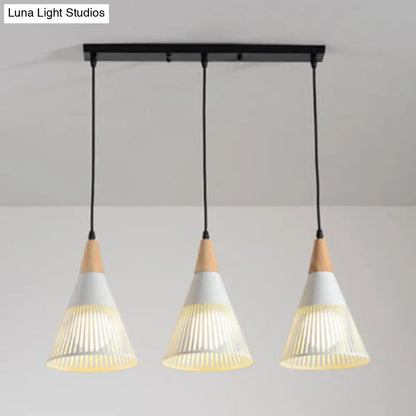 Wooden Cone Pendant Light with Modern Hollow Design - Perfect for Restaurant Decor