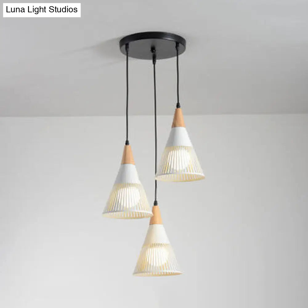 Wooden Cone Pendant Light with Modern Hollow Design - Perfect for Restaurant Decor