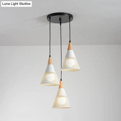 Wooden Cone Pendant Light with Modern Hollow Design - Perfect for Restaurant Decor