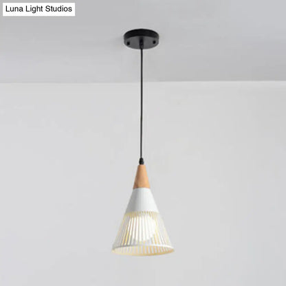 Wooden Cone Pendant Light with Modern Hollow Design - Perfect for Restaurant Decor