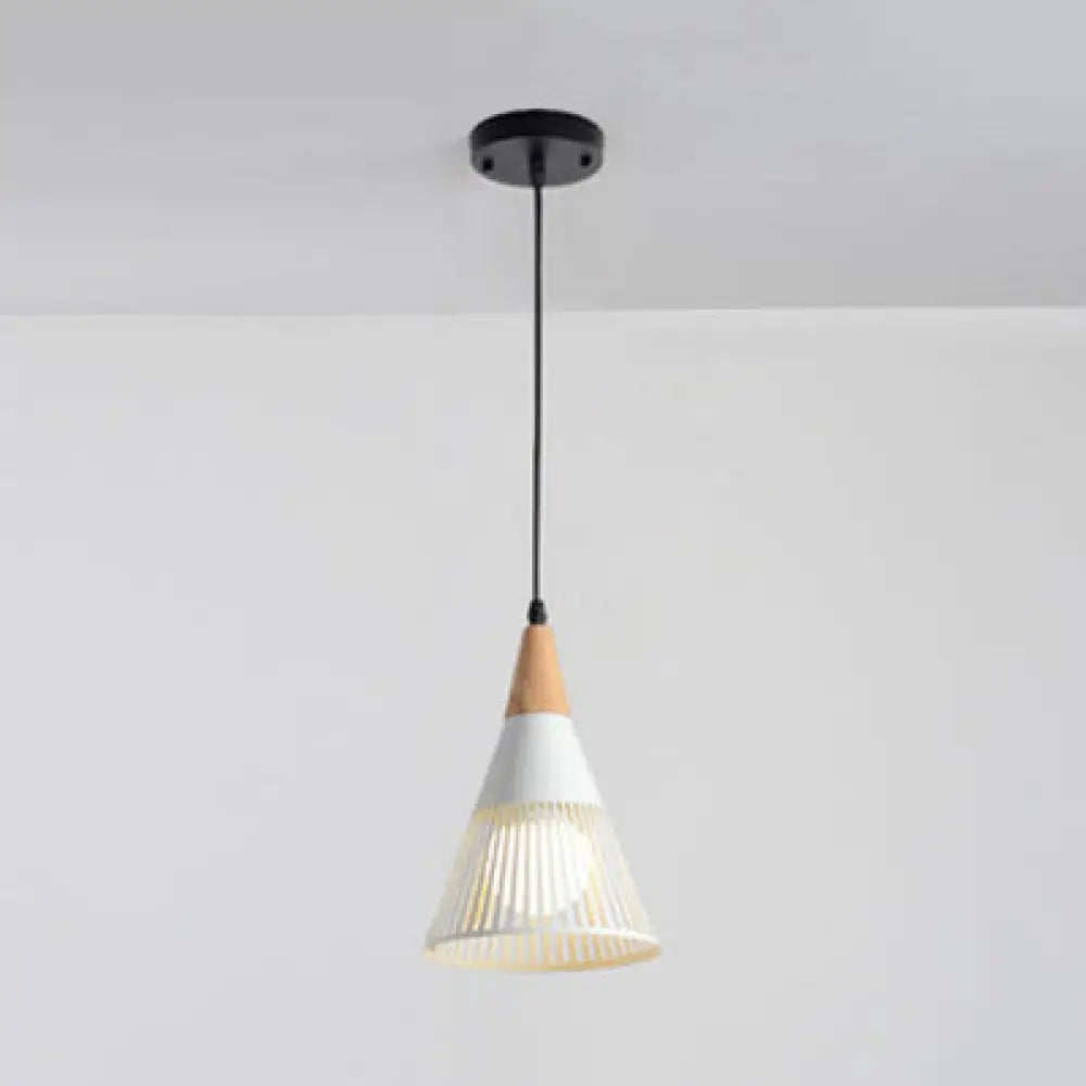 Wooden Cone Pendant Light with Modern Hollow Design - Perfect for Restaurant Decor