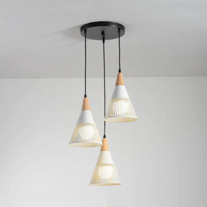 Wooden Cone Pendant Light with Modern Hollow Design - Perfect for Restaurant Decor