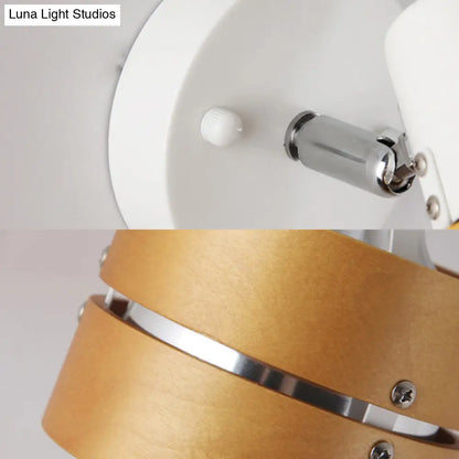 DecorBites™ DecorBites™ Wooden Contemporary Wall Sconce with Adjustable Drum Light for Study Rooms