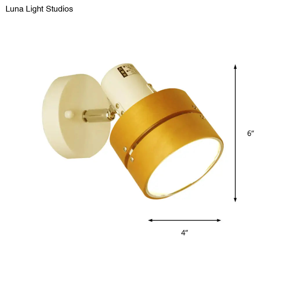 DecorBites™ DecorBites™ Wooden Contemporary Wall Sconce with Adjustable Drum Light for Study Rooms