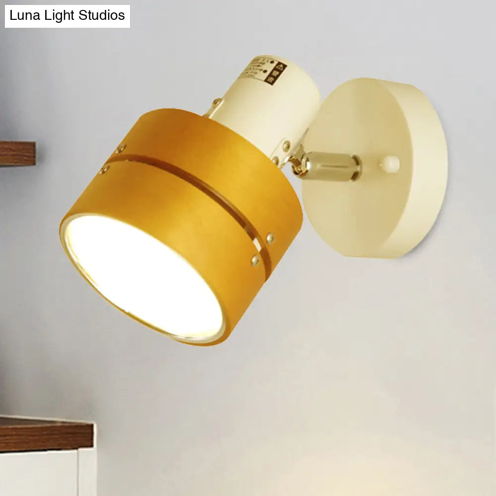 DecorBites™ DecorBites™ Wooden Contemporary Wall Sconce with Adjustable Drum Light for Study Rooms