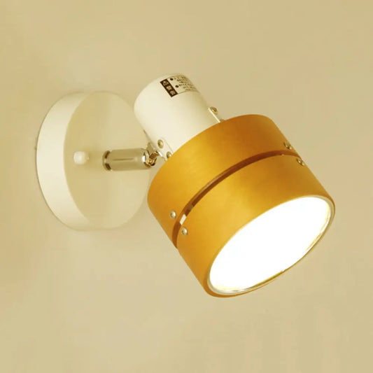 DecorBites™ DecorBites™ Wooden Contemporary Wall Sconce with Adjustable Drum Light for Study Rooms