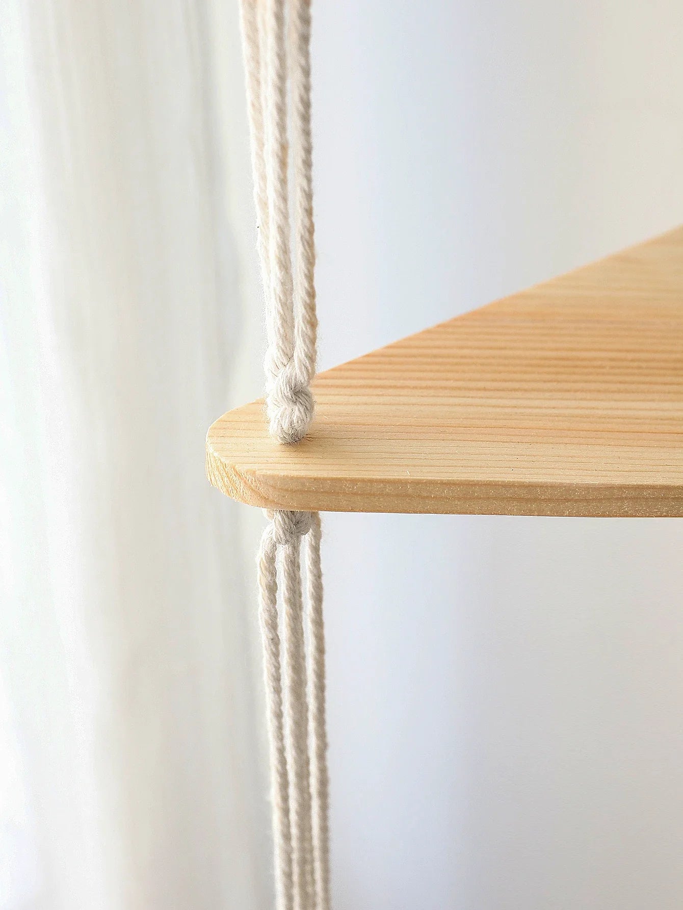 Wooden Corner Shelf with Macrame - Boho Wall Decor