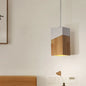 Wooden Cuboid Pendant Light - Modern Beige and White Suspension Lamp for Bedside