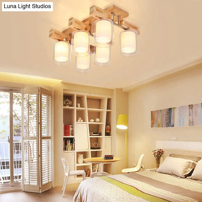 DecorBites™ DecorBites™ Wooden Double-Layer Glass Flush Mount Chandelier for Living Room Ceiling - Simplicity in Design