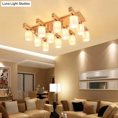 DecorBites™ DecorBites™ Wooden Double-Layer Glass Flush Mount Chandelier for Living Room Ceiling - Simplicity in Design