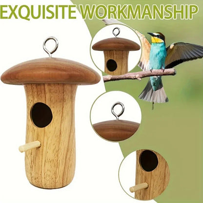 Wooden Hanging Hummingbird House Feeder