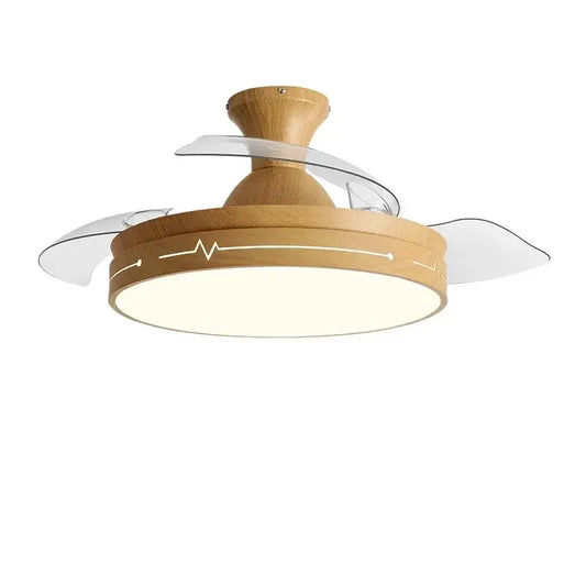 Wooden heartbeat ceiling fan with remote control featuring clear acrylic blades and decorbites dc motor light fixture