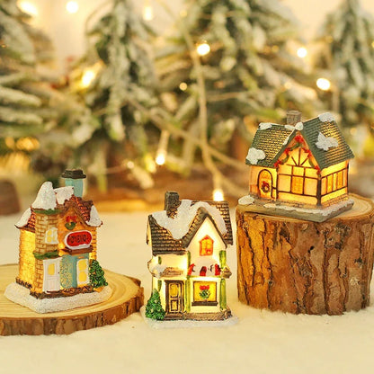 Wooden LED Light House Christmas Decorations