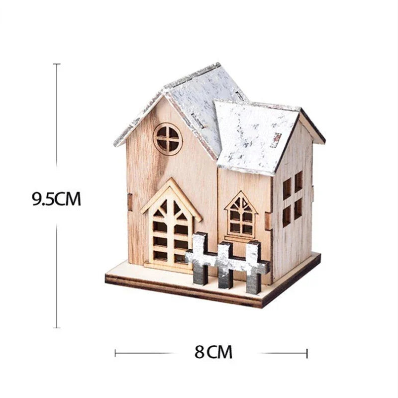 Wooden LED Light House Christmas Decorations