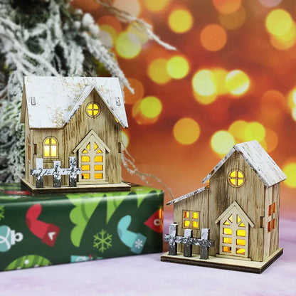 Wooden LED Light House Christmas Decorations