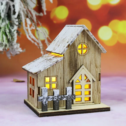Wooden LED Light House Christmas Decorations