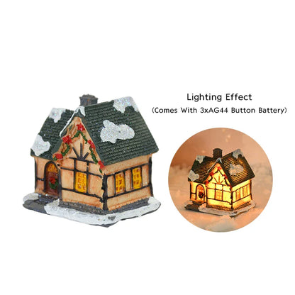 Wooden LED Light House Christmas Decorations - C03