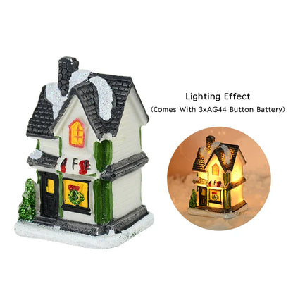 Wooden LED Light House Christmas Decorations - C04