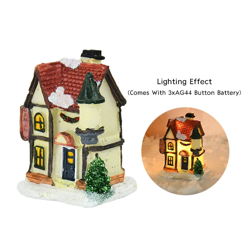 Wooden LED Light House Christmas Decorations - C05