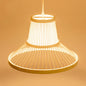 Wooden Pendant Light with Bamboo Shade: Traditional One-Bulb Hanging Lamp Fixture