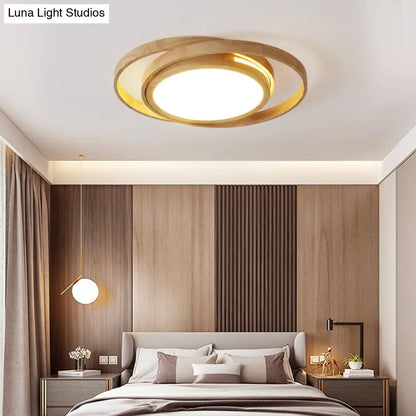 DecorBites™ DecorBites™ Wooden Ring LED Flush Mount Light - Nordic Style Beige Ceiling Lamp for Bedroom