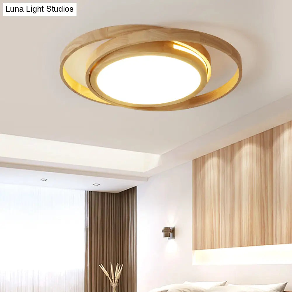 DecorBites™ DecorBites™ Wooden Ring LED Flush Mount Light - Nordic Style Beige Ceiling Lamp for Bedroom